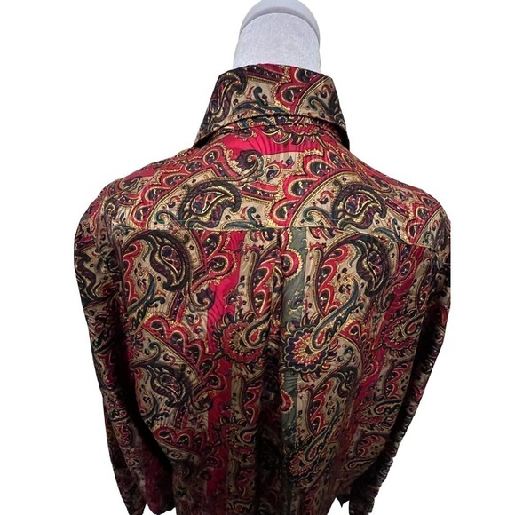 Vintage Gallant 100% Silk Paisley Multicolor Button Down Blouse 16 - Picture 7 of 7